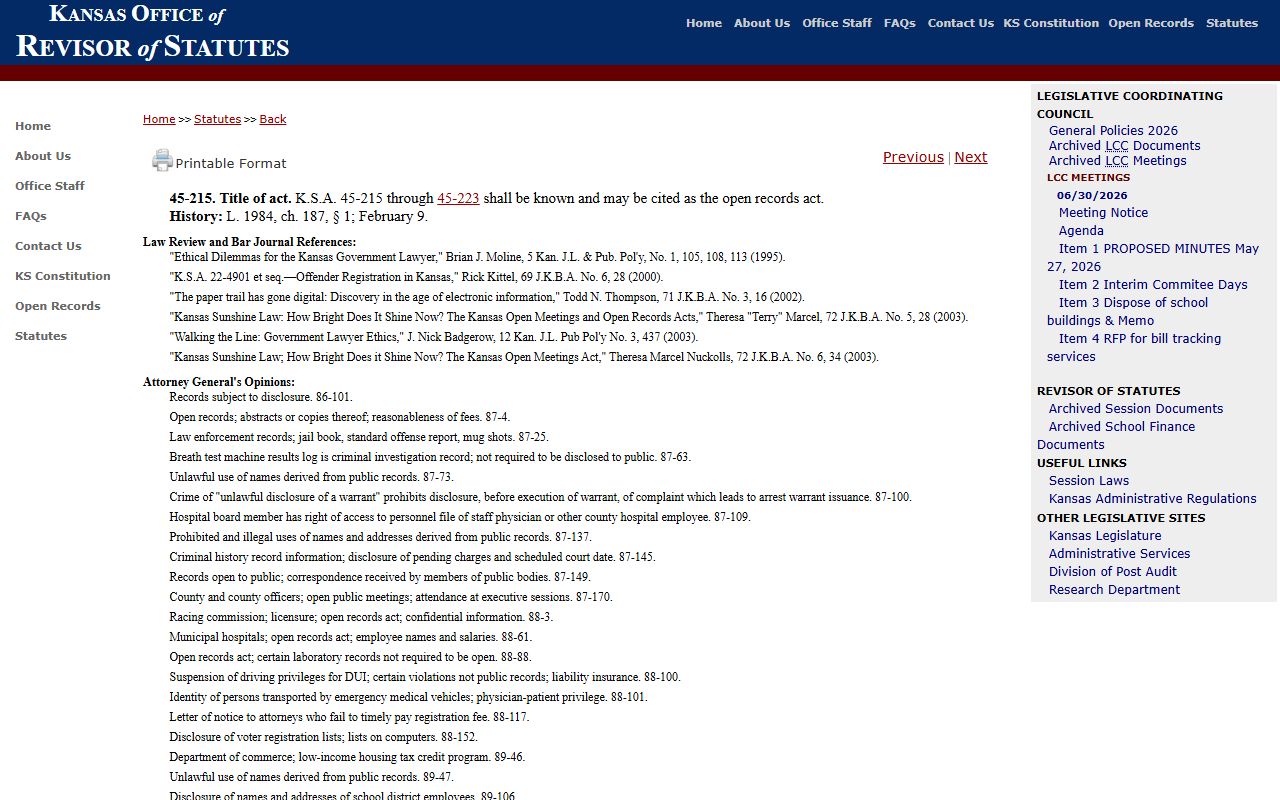 Woodson County Clerk of the District Court Kansas Open Records Act source