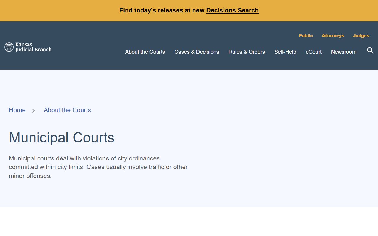 Woodson County District Court versus Municipal Court Kansas municipal courts source