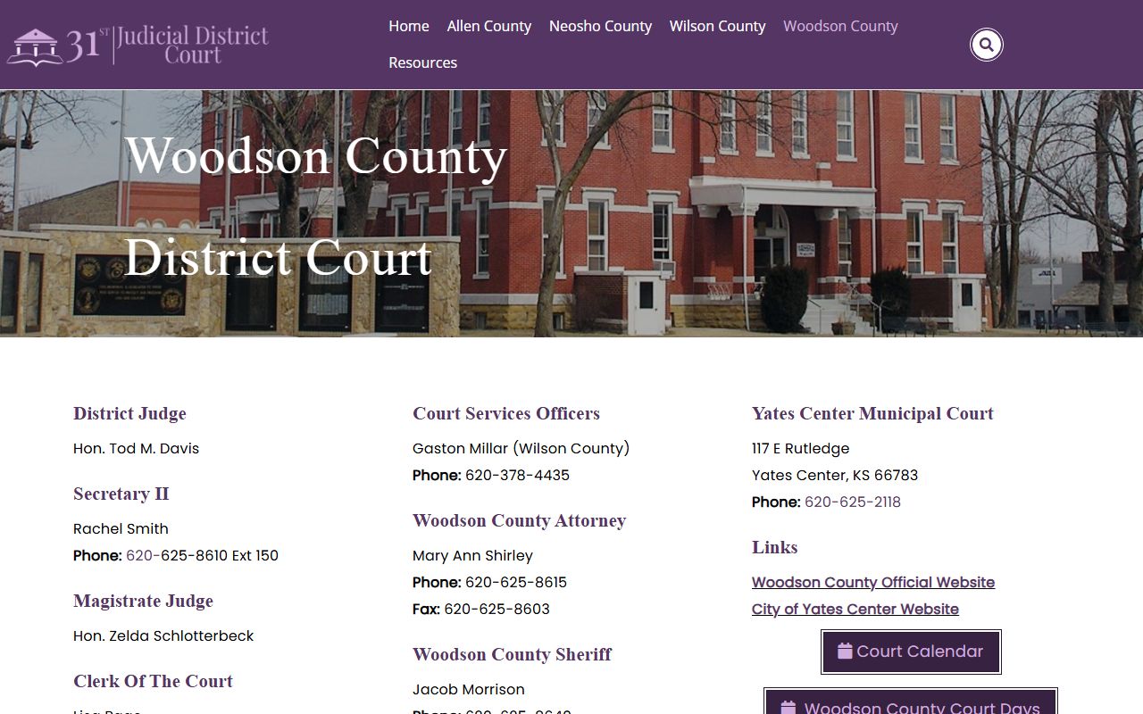 Woodson County court records on the 31st Judicial District Woodson County page