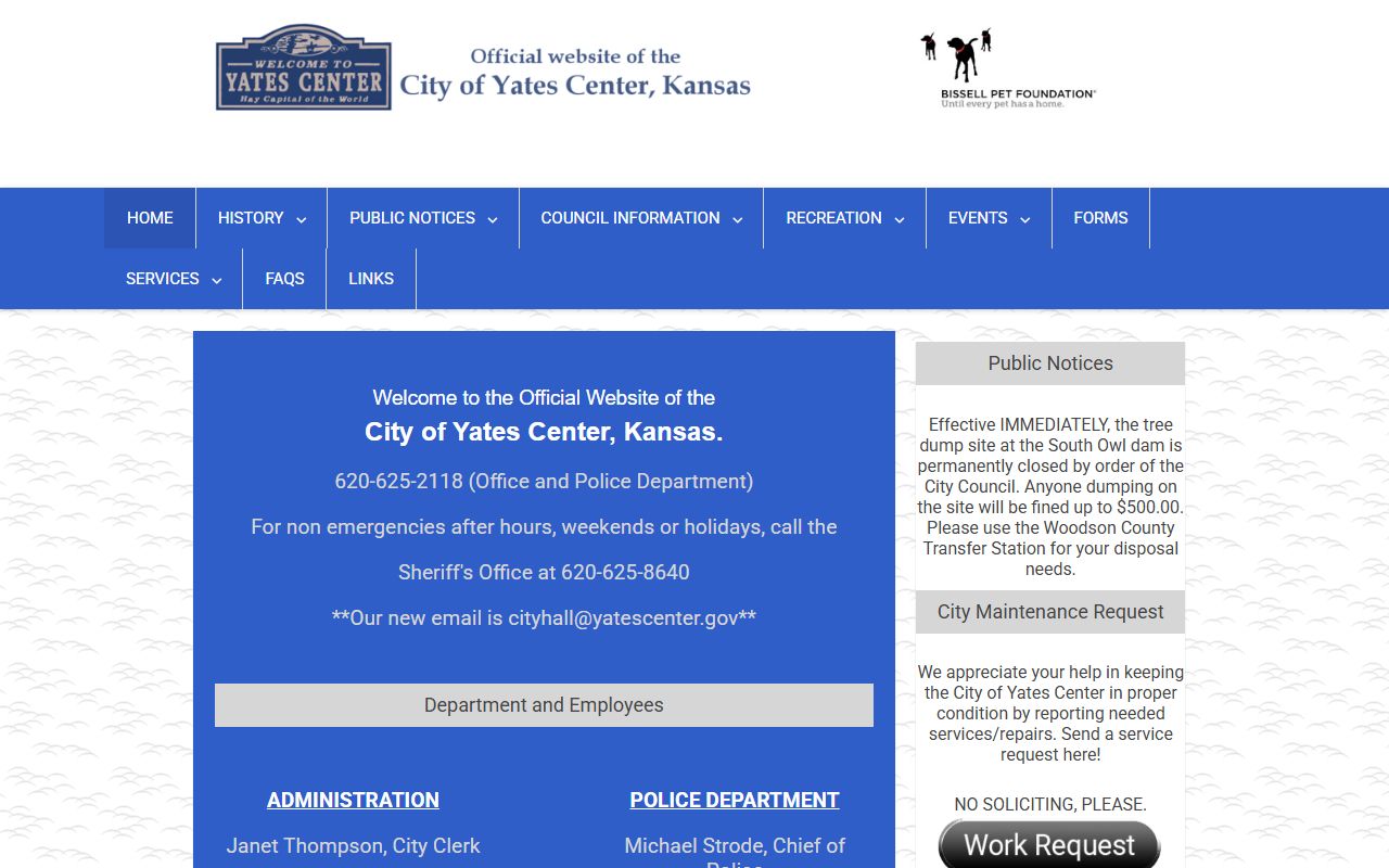 Woodson County municipal court records through the City of Yates Center
